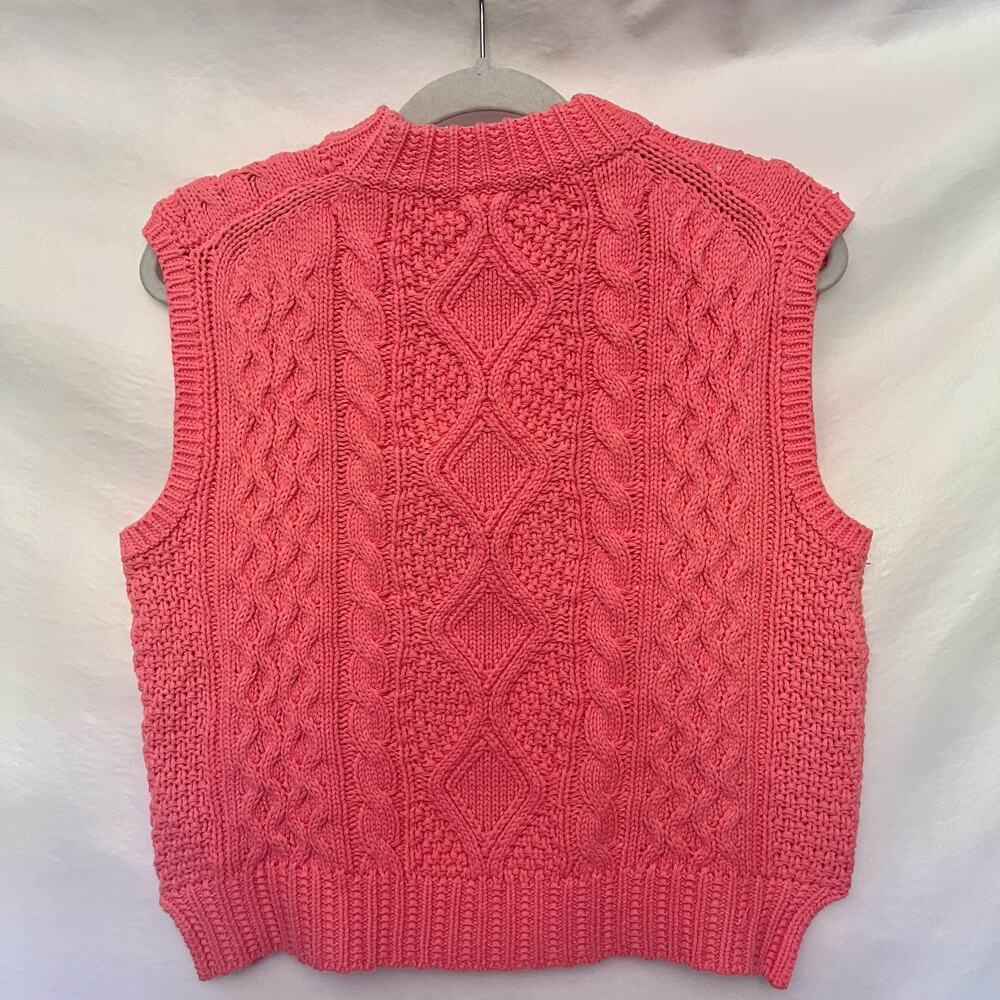 She Sky Cable Knit Sweater Vest Sz L Coral Preppy Coastal Y2K Spring Cottage NWT - Picture 6 of 12
